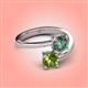 4 - Jianna 6.00 mm Cushion Lab Created Alexandrite and Round Peridot 2 Stone Promise Ring 