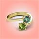 4 - Jianna 6.00 mm Cushion Lab Created Alexandrite and Round Peridot 2 Stone Promise Ring 