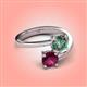 4 - Jianna 6.00 mm Cushion Lab Created Alexandrite and Round Rhodolite Garnet 2 Stone Promise Ring 