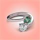 4 - Jianna 6.00 mm Cushion Lab Created Alexandrite and IGI Certified Round Lab Grown Diamond 2 Stone Promise Ring 
