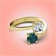 4 - Jianna 6.00 mm Cushion Forever Brilliant Moissanite and Round London Blue Topaz 2 Stone Promise Ring 