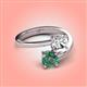 4 - Jianna 6.00 mm Cushion Forever Brilliant Moissanite and Round Lab Created Alexandrite 2 Stone Promise Ring 