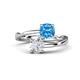 1 - Jianna 6.00 mm Cushion Blue Topaz and Round White Sapphire 2 Stone Promise Ring 