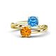 1 - Jianna 6.00 mm Cushion Blue Topaz and Round Citrine 2 Stone Promise Ring 