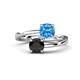 1 - Jianna 6.00 mm Cushion Blue Topaz and Round Black Diamond 2 Stone Promise Ring 