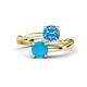 1 - Jianna 6.00 mm Cushion Blue Topaz and Round Turquoise 2 Stone Promise Ring 
