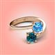 4 - Jianna 6.00 mm Cushion Blue Topaz and Round Blue Diamond 2 Stone Promise Ring 