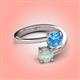 4 - Jianna 6.00 mm Cushion Blue Topaz and Round Opal 2 Stone Promise Ring 