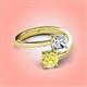 4 - Jianna IGI Certified 6.00 mm Cushion Lab Grown Diamond and Round Lab Created Yellow Sapphire 2 Stone Promise Ring 