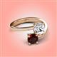 4 - Jianna IGI Certified 6.00 mm Cushion Lab Grown Diamond and Round Red Garnet 2 Stone Promise Ring 