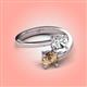 4 - Jianna IGI Certified 6.00 mm Cushion Lab Grown Diamond and Round Smoky Quartz 2 Stone Promise Ring 