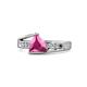 1 - Medora 1.54 ctw Trillion shape Created Pink Sapphire (7.00 mm) accented Natural Diamonds Engagement Ring 