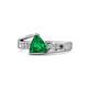1 - Medora 1.04 ctw Trillion shape Created Emerald (7.00 mm) accented Natural Diamonds Engagement Ring 