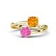 1 - Jianna 6.00 mm Cushion Citrine and Round Lab Created Pink Sapphire 2 Stone Promise Ring 
