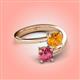 4 - Jianna 6.00 mm Cushion Citrine and Round Pink Tourmaline 2 Stone Promise Ring 