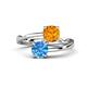 1 - Jianna 6.00 mm Cushion Citrine and Round Blue Topaz 2 Stone Promise Ring 