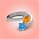 4 - Jianna 6.00 mm Cushion Citrine and Round Blue Topaz 2 Stone Promise Ring 