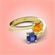 4 - Jianna 6.00 mm Cushion Citrine and Round Iolite 2 Stone Promise Ring 