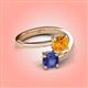 4 - Jianna 6.00 mm Cushion Citrine and Round Iolite 2 Stone Promise Ring 