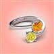 4 - Jianna 6.00 mm Cushion Citrine and Round Yellow Diamond 2 Stone Promise Ring 