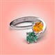 4 - Jianna 6.00 mm Cushion Citrine and Round Lab Created Alexandrite 2 Stone Promise Ring 