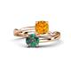 1 - Jianna 6.00 mm Cushion Citrine and Round Lab Created Alexandrite 2 Stone Promise Ring 