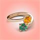 4 - Jianna 6.00 mm Cushion Citrine and Round Lab Created Alexandrite 2 Stone Promise Ring 