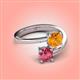 4 - Jianna 6.00 mm Cushion Citrine and Round Pink Tourmaline 2 Stone Promise Ring 