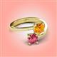 4 - Jianna 6.00 mm Cushion Citrine and Round Pink Tourmaline 2 Stone Promise Ring 