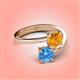 4 - Jianna 6.00 mm Cushion Citrine and Round Blue Topaz 2 Stone Promise Ring 