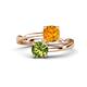 1 - Jianna 6.00 mm Cushion Citrine and Round Peridot 2 Stone Promise Ring 