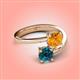 4 - Jianna 6.00 mm Cushion Citrine and Round Blue Diamond 2 Stone Promise Ring 