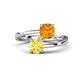 1 - Jianna 6.00 mm Cushion Citrine and Round Lab Created Yellow Sapphire 2 Stone Promise Ring 