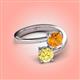 4 - Jianna 6.00 mm Cushion Citrine and Round Lab Created Yellow Sapphire 2 Stone Promise Ring 