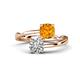 1 - Jianna 6.00 mm Cushion Citrine and Round Forever Brilliant Moissanite 2 Stone Promise Ring 
