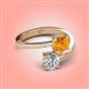 4 - Jianna 6.00 mm Cushion Citrine and Round Forever Brilliant Moissanite 2 Stone Promise Ring 