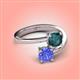 4 - Jianna 6.00 mm Cushion London Blue Topaz and Round Tanzanite 2 Stone Promise Ring 