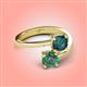 4 - Jianna 6.00 mm Cushion London Blue Topaz and Round Lab Created Alexandrite 2 Stone Promise Ring 