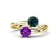 1 - Jianna 6.00 mm Cushion London Blue Topaz and Round Amethyst 2 Stone Promise Ring 