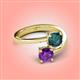 4 - Jianna 6.00 mm Cushion London Blue Topaz and Round Amethyst 2 Stone Promise Ring 