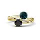 1 - Jianna 6.00 mm Cushion London Blue Topaz and Round Black Diamond 2 Stone Promise Ring 