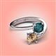 4 - Jianna 6.00 mm Cushion London Blue Topaz and Round Smoky Quartz 2 Stone Promise Ring 