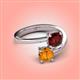 4 - Jianna 6.00 mm Cushion Red Garnet and Round Citrine 2 Stone Promise Ring 