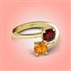 4 - Jianna 6.00 mm Cushion Red Garnet and Round Citrine 2 Stone Promise Ring 