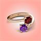4 - Jianna 6.00 mm Cushion Red Garnet and Round Amethyst 2 Stone Promise Ring 