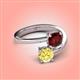 4 - Jianna 6.00 mm Cushion Red Garnet and Round Lab Created Yellow Sapphire 2 Stone Promise Ring 