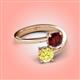 4 - Jianna 6.00 mm Cushion Red Garnet and Round Lab Created Yellow Sapphire 2 Stone Promise Ring 