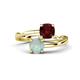 1 - Jianna 6.00 mm Cushion Red Garnet and Round Opal 2 Stone Promise Ring 