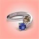 4 - Jianna 6.00 mm Cushion Smoky Quartz and Round Iolite 2 Stone Promise Ring 