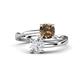 1 - Jianna 6.00 mm Cushion Smoky Quartz and Round White Sapphire 2 Stone Promise Ring 